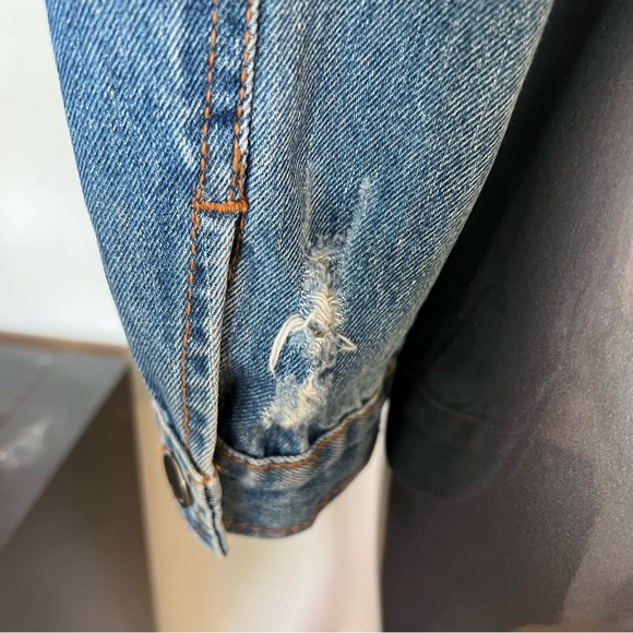 ZARA | Blue beaded distressed dressy spring summer denim rare jean jacket coat - Picture 11 of 16